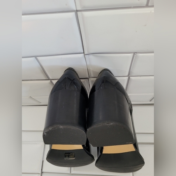 WIRTH 1948 Made in Brazil Ladies Black Patent Leather Heeled Loafers 2in Block H - Picture 10 of 12